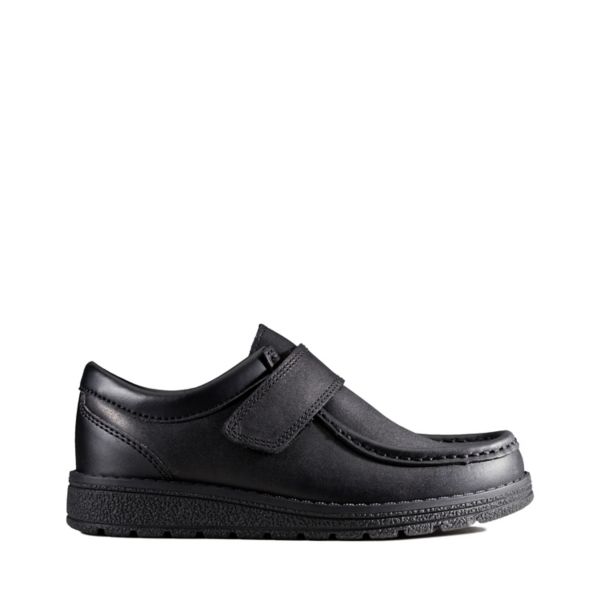 Clarks Boys Mendip Pure Kid School Shoes Black | CA-8249637